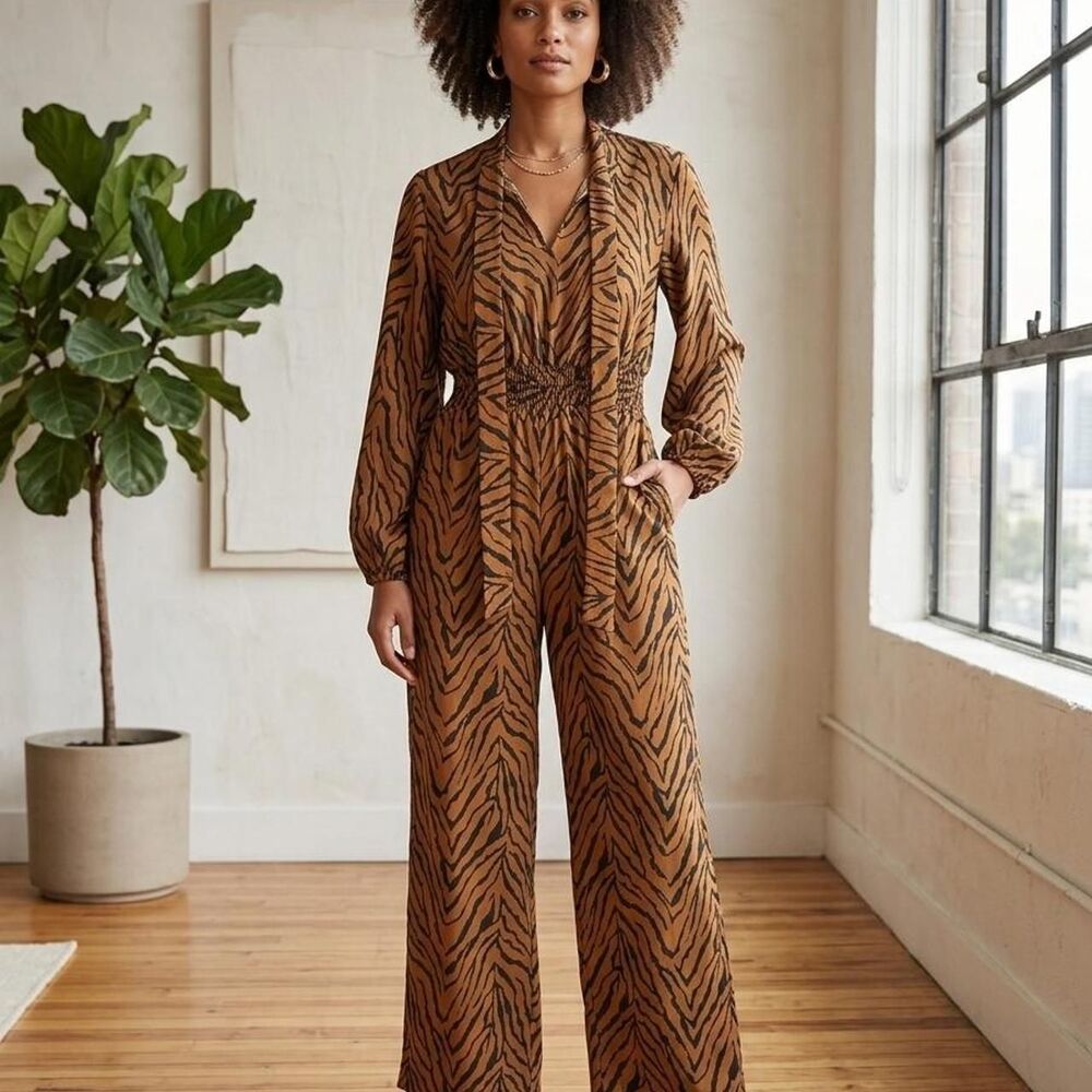 Shein Women's Orange and Brown Jumpsuit
